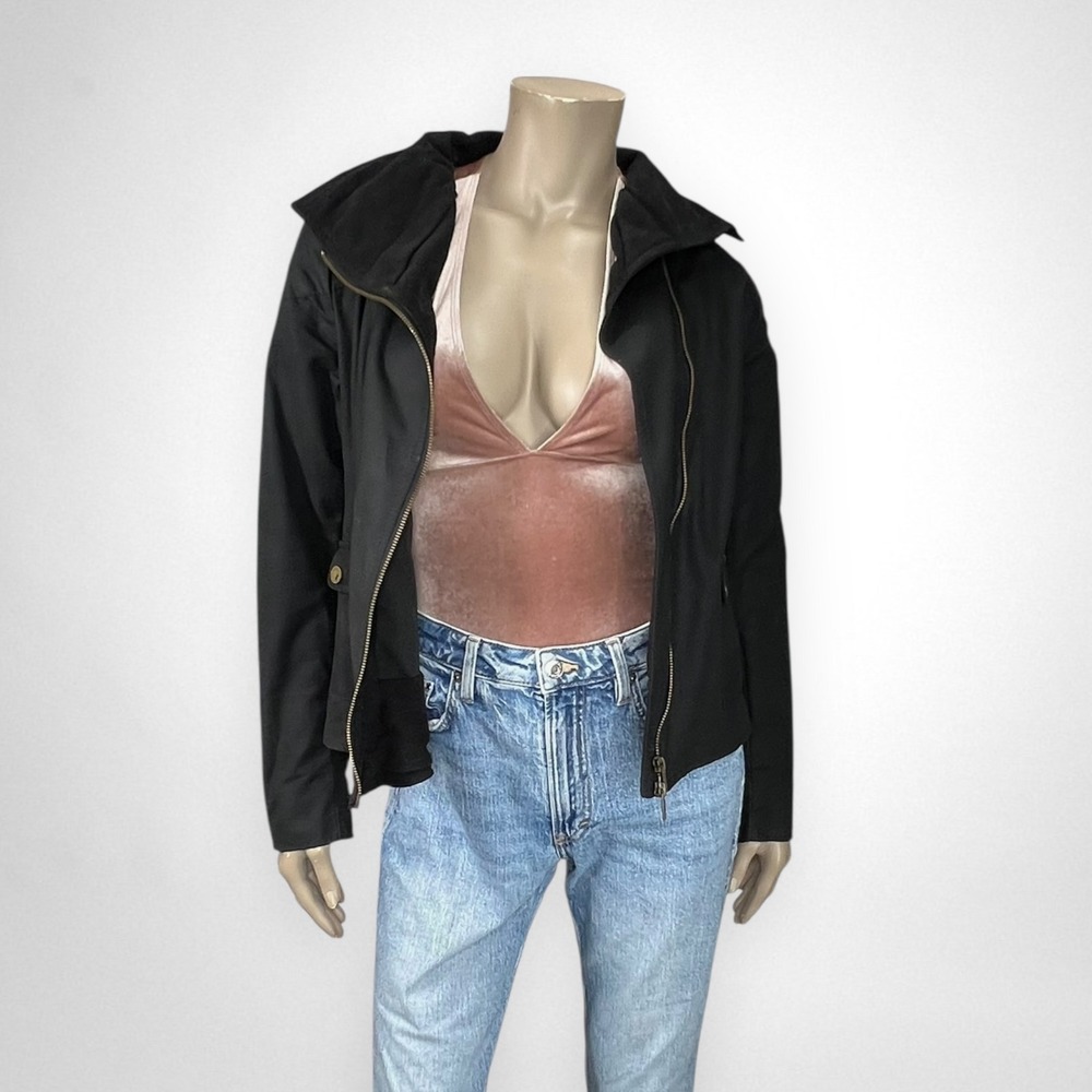 ARCHIE‎ FOAL Waxed Cotton Black Biker Jacket M